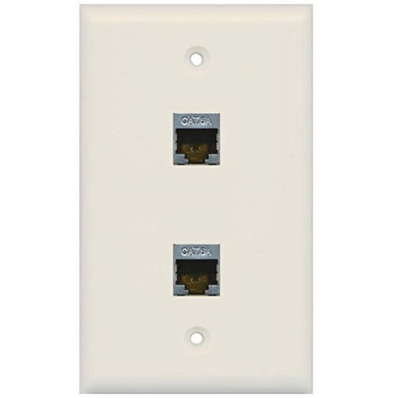 RiteAV CAT 6A Shielded 2 Port Wall Plate Single Gang - Light Almond