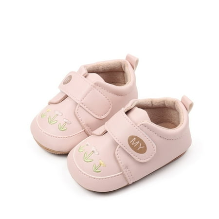 Awevudst Baby Girls Moccasins Sneakers Flower Embroidery Soft Sole Shoes