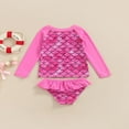 thumbnail image 2 of FNNMNNR Girl Bikini Set Mermaid Long Sleeve Tops Ruffles Shorts Swimsuit, 2 of 6