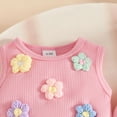 thumbnail image 5 of Toddler Baby Girl Outfits Summer Clothes Set Crochet Flower Fringe Sleeveless Top and Bell Bottom Pants Set Casual Toddler Outfit 18-24 Months, 5 of 7
