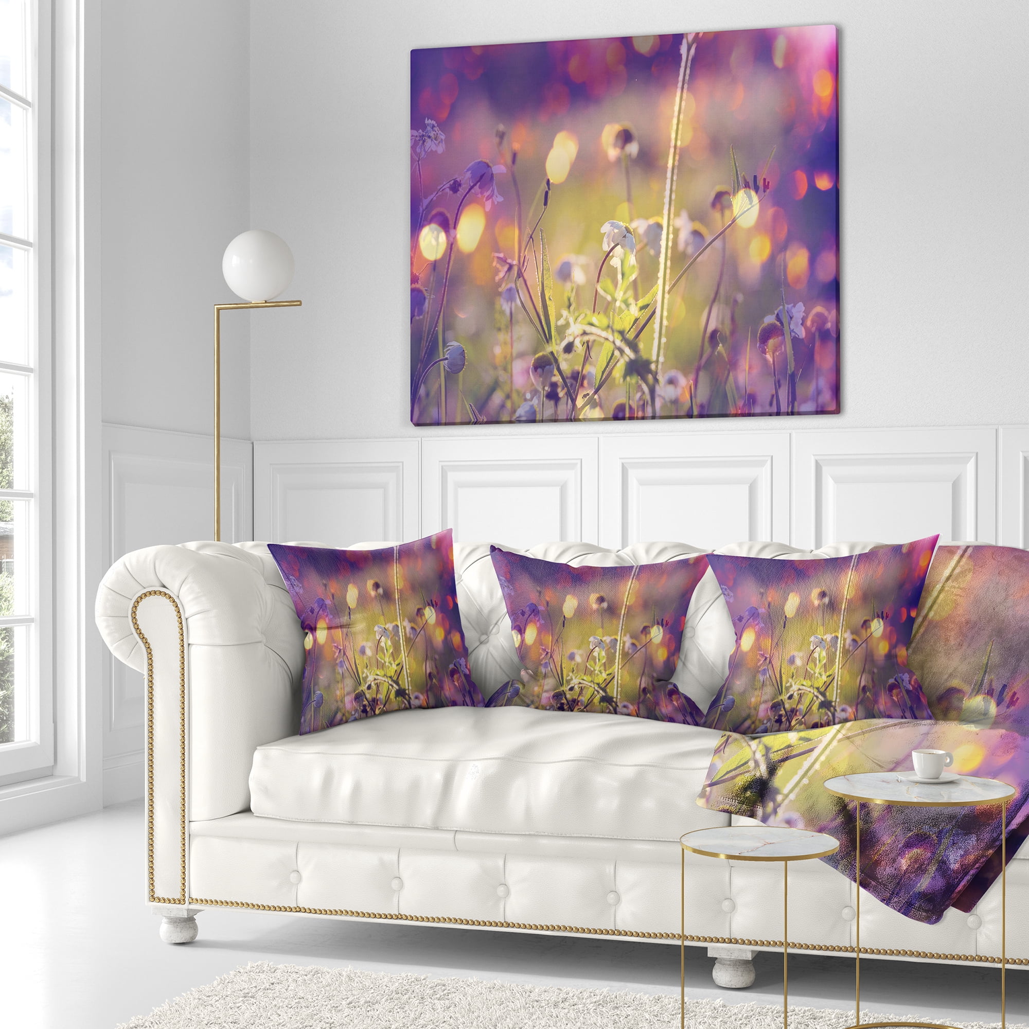 Designart Beautiful Flowers in Meadow - Floral Throw Pillow - 18x18