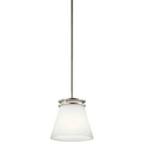Kichler Hendrik 8.75" Contemporary 1 Light Brushed Nickel Mini Pendant Light with Etched Glass