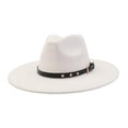 thumbnail image 4 of DuoJiaJ Unisex Wide Brim Fedora, Felt Flat Jazz Hat with Ethnic Design Unisex White One Size, 4 of 5