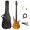Yellow, variant on GIB Electric 5 String Bass Guitar Full Size Adjustable Bridge With Bag Strap Pick For Beginners Pros Earth Brown
