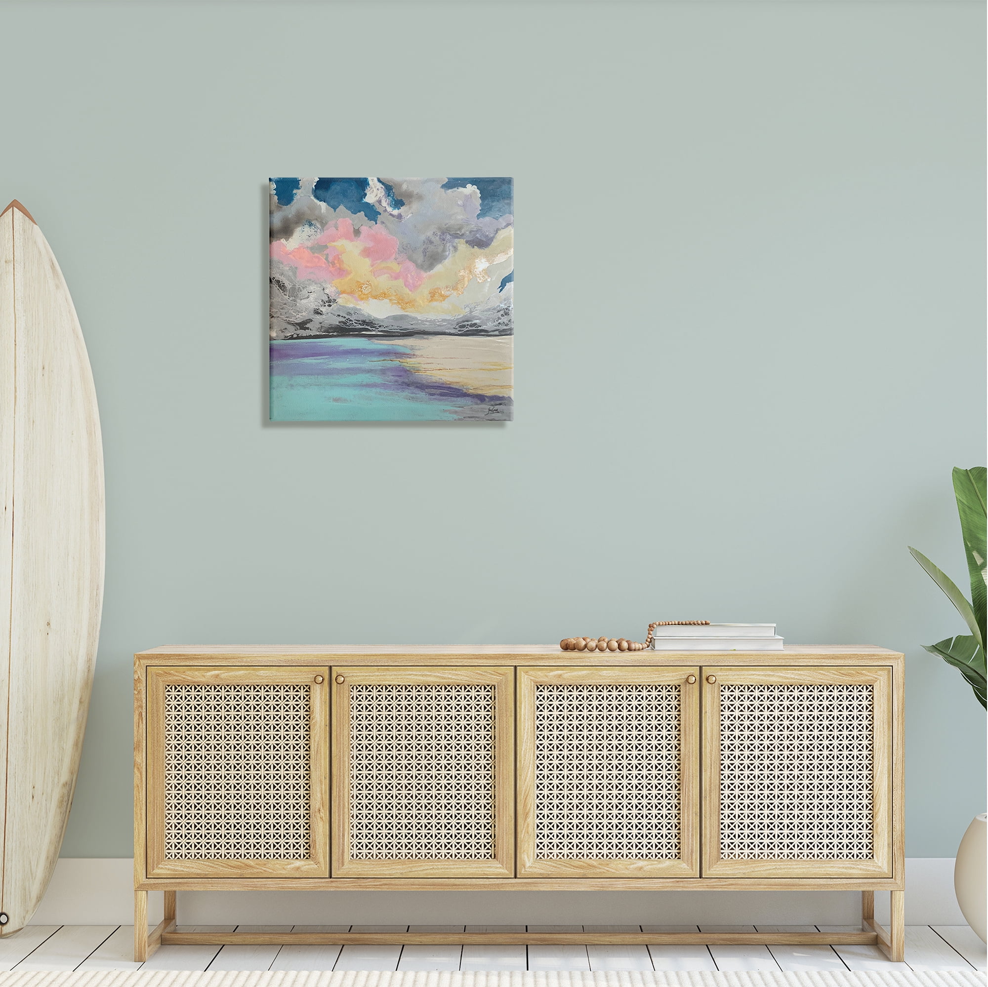 Stupell Industries Modern Sunrise Clouds Panoramic Ocean Surface View Painting Gallery Wrapped Canvas Print Wall Art, Design by Stacy Gresell