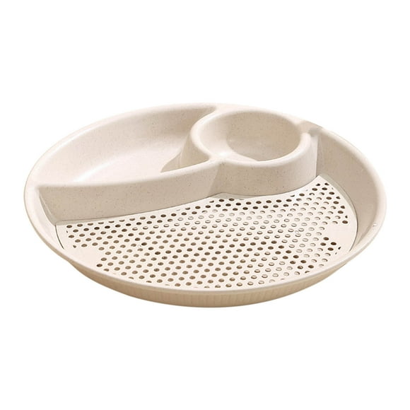 Beige Natural Bamboo Fiber Plate With Steam Tray Healthier Cooking Solution Microwave Safe #8c8K8