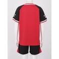thumbnail image 4 of Haitryli  Boys Soccer Football Jersey Outfits V-Neck Short Sleeve T-Shirt and Shorts Set Kids Sports Team Training Uniform Red 13-14, 4 of 7