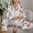 thumbnail image 4 of Wukai Koi Fish Corals,Spring Summer Print Women's Pajama Set - Soft Long Sleeve Sleepwear for Comfort and Style-, 4 of 9