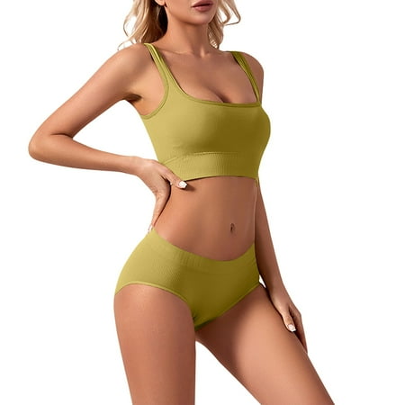 

Gifts for Women YOHOME Women s Fashion Casual Tight Fitting Vest Sleeve Pants Sports Solid Color Set Yellow