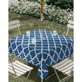 thumbnail image 2 of Outdoor Tablecloth with Umbrella Hole and Zipper Blue Morocco Texture Square Tablecloths 54x54 Inch Waterproof Table Cloths Geometric Patio Table Cover for Outdoor Tables Picnic BBQS Party Decor, 2 of 7