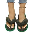 thumbnail image 4 of NexTorq Thong Slippers for Women Flip Flop Slippers House Slippers With Cozy Textured Fleece Upper Fuzzy Plush Lining Open Toe Comfortable Slip On Lightweight Indoor Bedroom Home Shoes Ladies, Green, 4 of 8