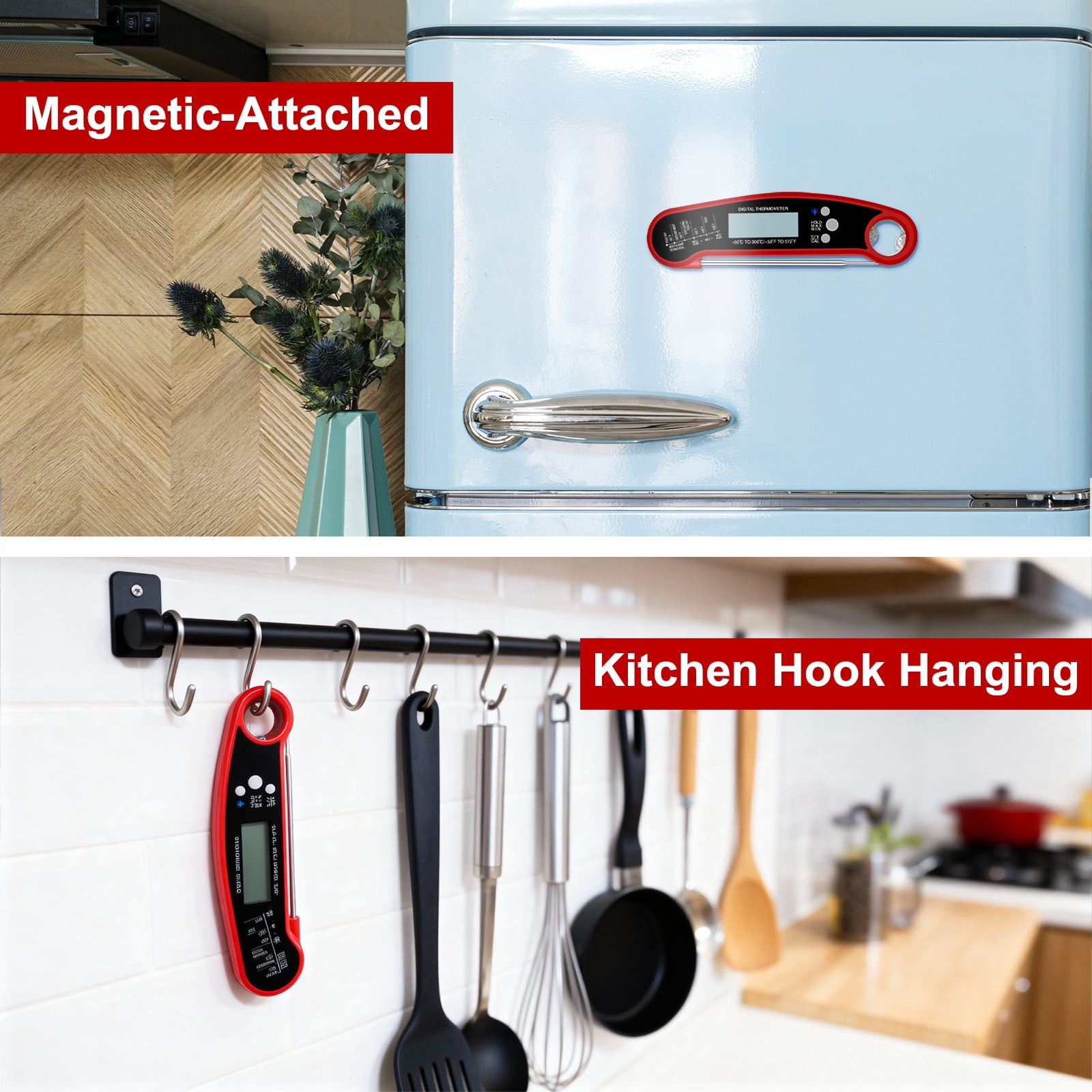 AGCAN Digital Meat Thermometer, 2 Pack Instant Read Food Thermometers, Waterproof Cooking Thermometer with Backlight for BBQ Grilling Cooking Liquids Beef