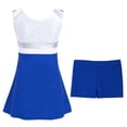 thumbnail image 4 of Fldy Kids Girls Cheer Leader Costumes Cheerleading Uniform Shiny Sequins Dance Dress with Shorts Royal Blue 4, 4 of 7