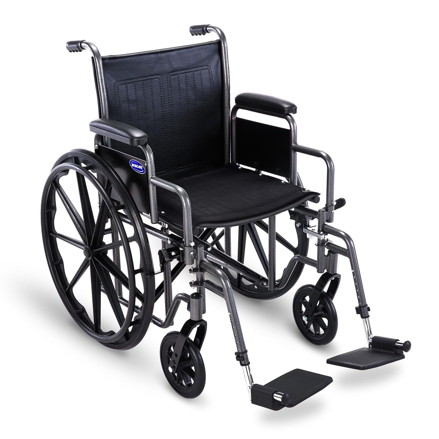 Invacare Essentials 16″ Folding Manual Wheelchair w/ Swing‑away Footrests & Desk‑Length Arms