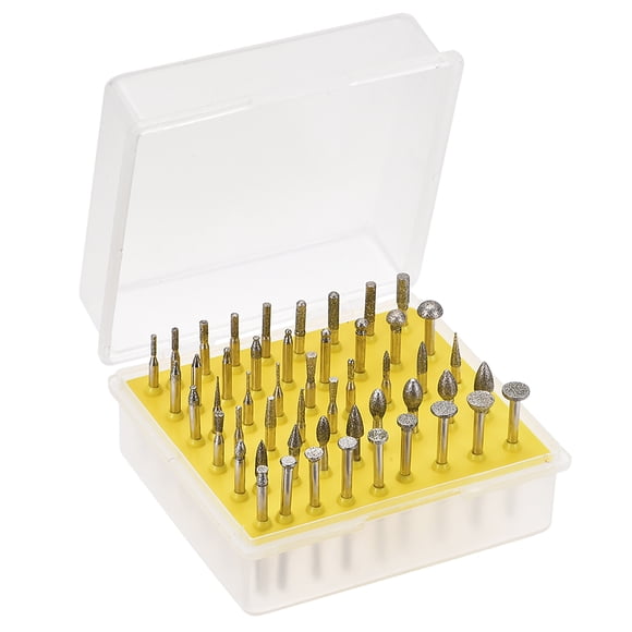 Unique Bargains Diamond Burrs Set Grinding Drill Bits for Rotary Tool 1/8-Inch Shank Small Head 120 Grit 50 Pcs