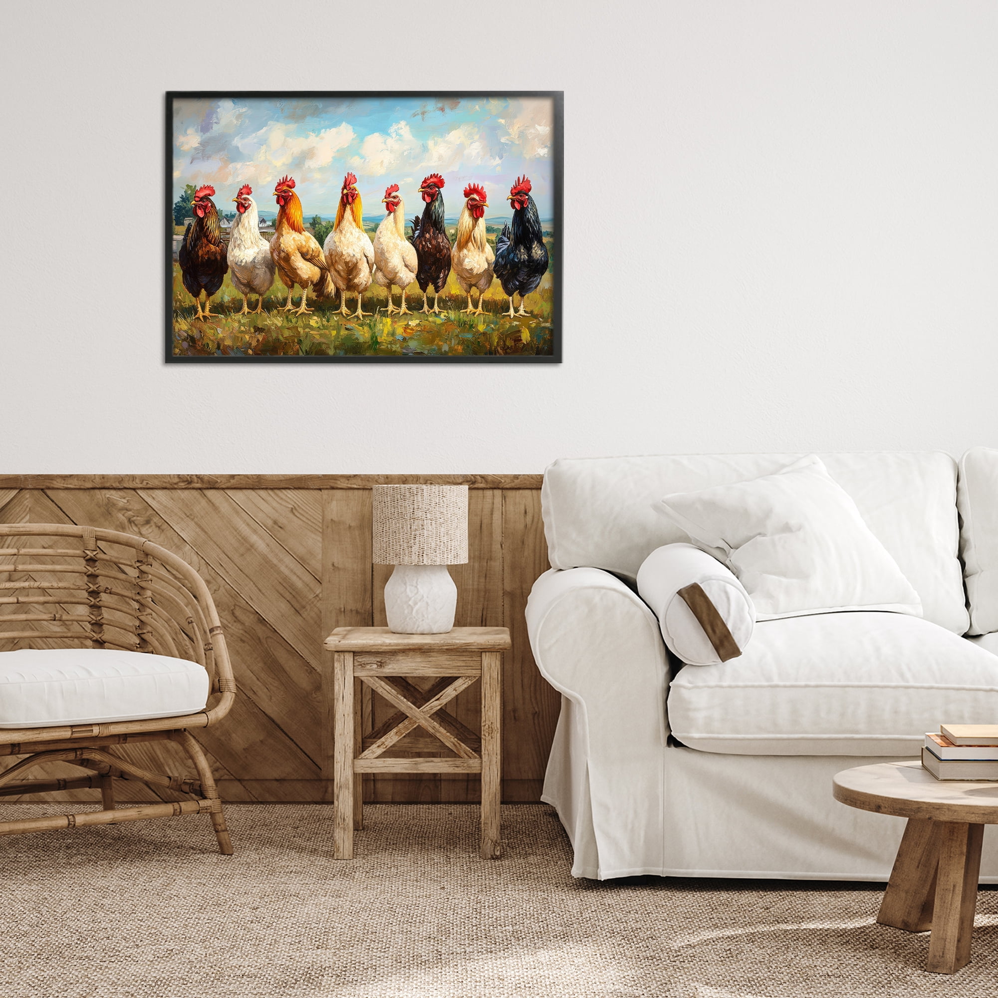 Stupell Industries Chicken Brood on Horizon Black Framed Giclee Art, design by Petal Prints Design