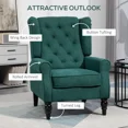 thumbnail image 5 of Mid-Century Modern Accent Chair, High Wingback Reading Chair with Button-Tufted Fabric Upholstery and Wood Legs, Living Room or Bedroom, 5 of 5