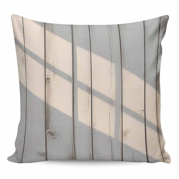 Throw Pillow Covers 16x16 Inch, White Wood Plank Decorative Pillow Cases for Couch Sofa Bed, Country Striped Grain Farmhouse Cotton Linen Square Home Decor Pillowcases with Hidden Zipper