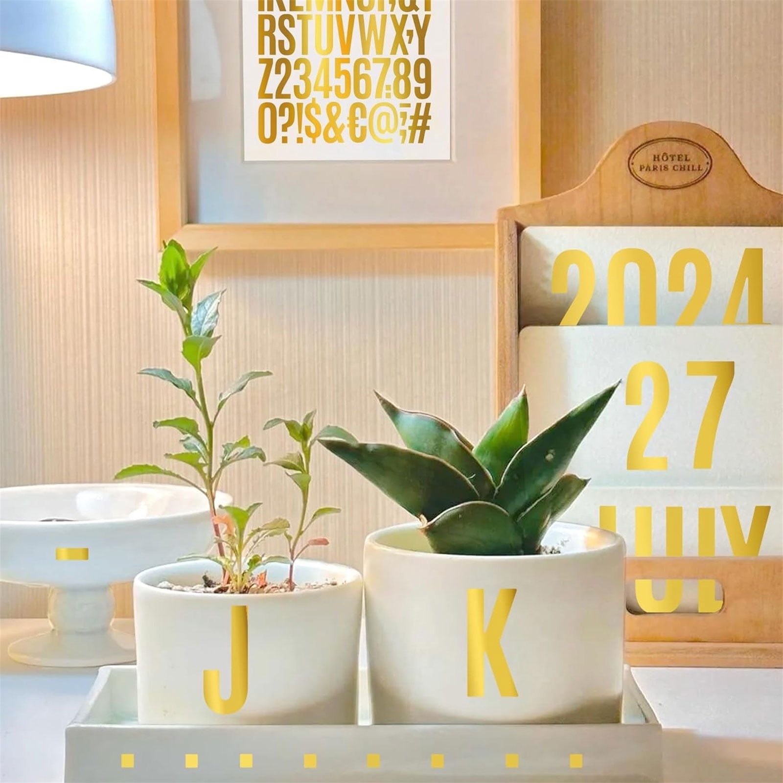 30Sheets Large Letter Sticker Decorative Sticker Gold Glittering Letter Number Sticker Adhesive Sticker for Scrapbooking