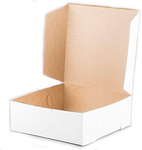 100-Pack 10" x 10" x 4" White Square Paperboard Cake Details about    Bakery Box 