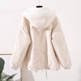 thumbnail image 5 of Lixiuxyad Puffer Jacket Women Fleece Lined Jacket Winter Reversible Coat Fashion Hooded Zip Up Oversized Sweatshirt Outerwear Beige, 5 of 5