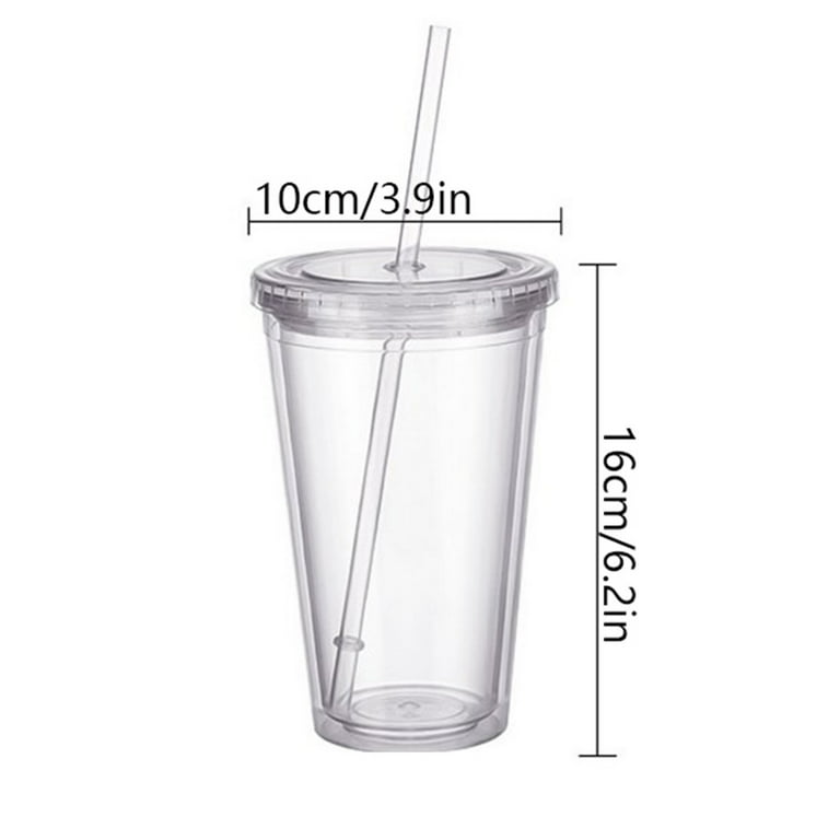 16oz Acrylic Tumbler Water Cup With Lids And Straws Reusable