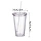 thumbnail image 3 of ¡Libre! Taza de agua de plástico transparente de doble capa de 16oz, taza portátil de paja de doble capa, 3 of 9