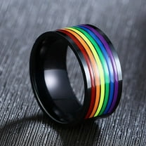 Rainbow Stainless Steel Mens Ring Sizes 7 8 9 10 11 12 Band Jewelry Durable everyday wear with modern look now