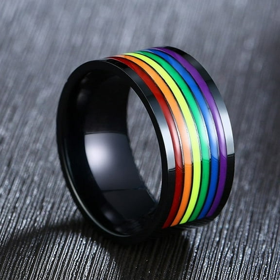 Rainbow Stainless Steel Mens Ring Sizes 7 8 9 10 11 12 Band Jewelry Durable everyday wear with modern look now