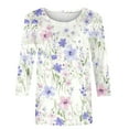 thumbnail image 4 of Dyegold 3/4 Sleeve Women Tops Dressy Casual Comfy Loose Cute Trendy T-Shirt Shirts Floral Printed Tunics Top Plus Size for Women Round Neck Fall Female Blouse Long Sleeve, 4 of 4