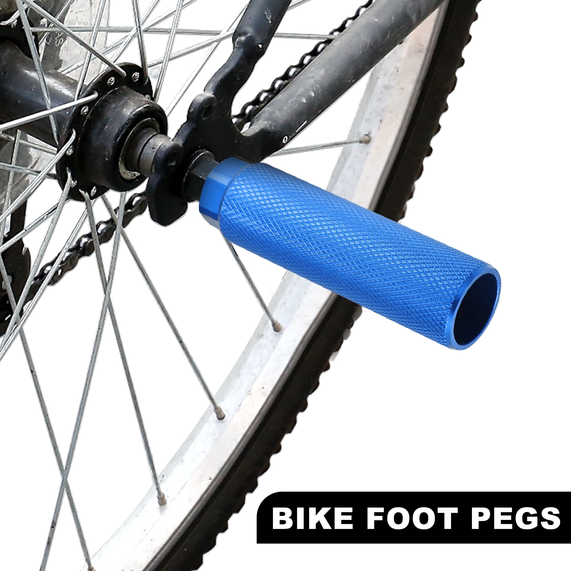 Unique Bargains Pair Aluminum Alloy Rear Foot Pegs Universal Bike Fit 3/8 Inch Axles Blue