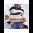 thumbnail image 4 of Suéter Corto A Rayas con Bloques de Color para Mujer, Otoño e Invierno, Larga, Cuello Redondo, Jersey de Punto Holgado Color Naranja L, 4 of 10