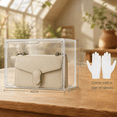 Hand Bags Display 5 Pack Large Stackable Handbag Display Case Box with Door for Closet ...