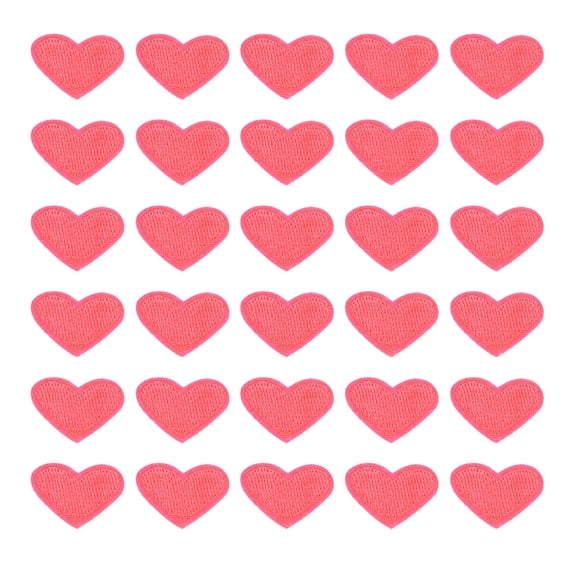 Uxcell 30 Pack Heart Iron on Patches, Embroidered Sew on Applique Patches, Rose Red