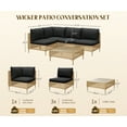 thumbnail image 2 of Bifanuo 5-Piece Wicker Outdoor Sectional Sofa, Patio Furniture Set, with Black Fluffy Cushions and Coffee Table, 2 of 6