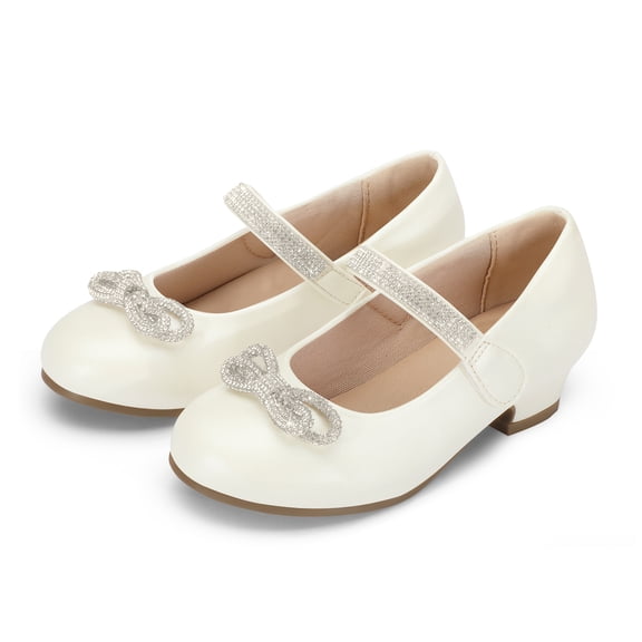 Bocca Little Girls' Shoes Slip-Resistant Mary Janes, 1IN Low Heel, Kitten Heel, Closed Toe White, 11 Little Kid
