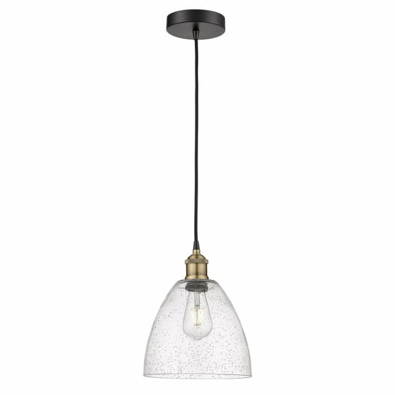Innovations Lighting Edison Dome - 1 Light 9" Cord Hung Mini Pendant Black Antique Brass/Seedy
