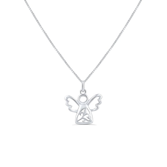 SilverCloseOut Angel Colorless Cz Necklace 925 Sterling, Sterling Silver, 18, Box