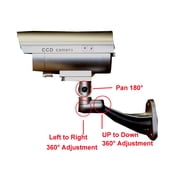 JYtrend Outdoor Dummy Fake Security Camera with Inflared LEDs Blinking Light, Silver