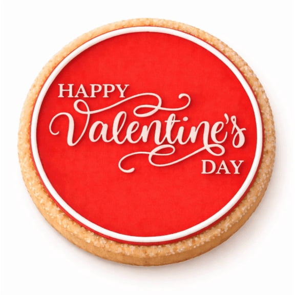 Round Happy Valentines Day Cookie Cutter and Stamp with Size Option #1