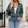 thumbnail image 4 of Women's Lightweight Flannel Plaid Button Down Shirts Oversized Long Sleeve Shacket Jacket Tops, 4 of 6