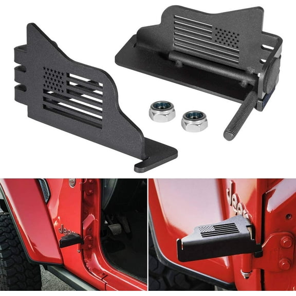 2x Steel Front Foot Pegs Rest Pedal Exterior Door Hinge for Jeep Wrangler JK JL