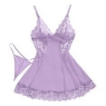 thumbnail image 2 of Ujnder Women's Nightgown Lace Bodysuit with Shapewear Alluring Sheer Light Purple S, 2 of 4