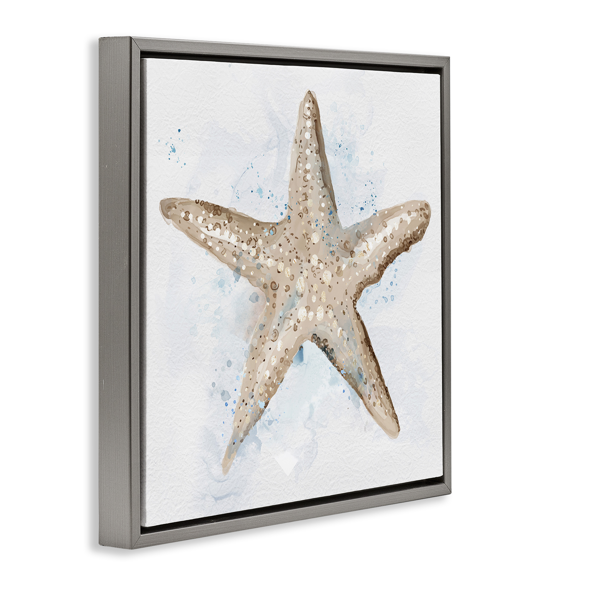 Stupell Industries Bubbly Beige Starfish Animals & Insects Painting Gray Floater Framed Canvas Art Print Wall Art, 18 x 18