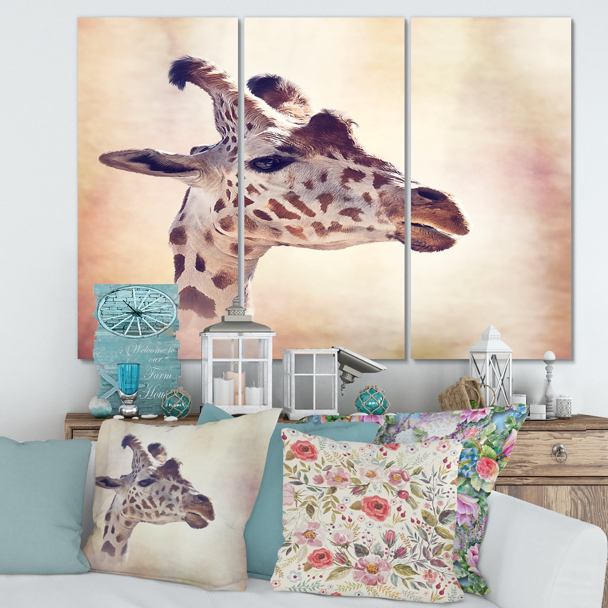Close Up Portrait of A Giraffe VII 28 in x 36 in Photography Canvas Art Print, by Designart