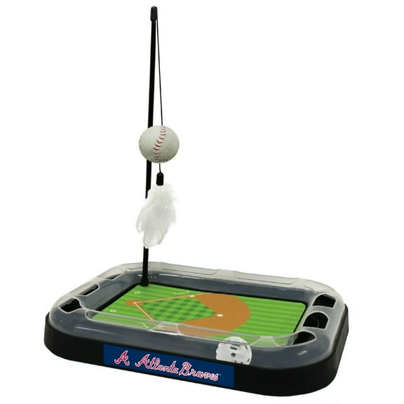 Pets First MLB Atlanta Braves CAT Scratcher Mat Toy with Catnip Plush & Feather Cat Toy 5-in-1 Kitty Toy