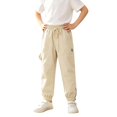 thumbnail image 4 of LYHaoo Boys Joggers Pants Loose Fit School Pants Elastic Waist Drawstring for Kids School and Outdoor(Yellow), 4 of 7