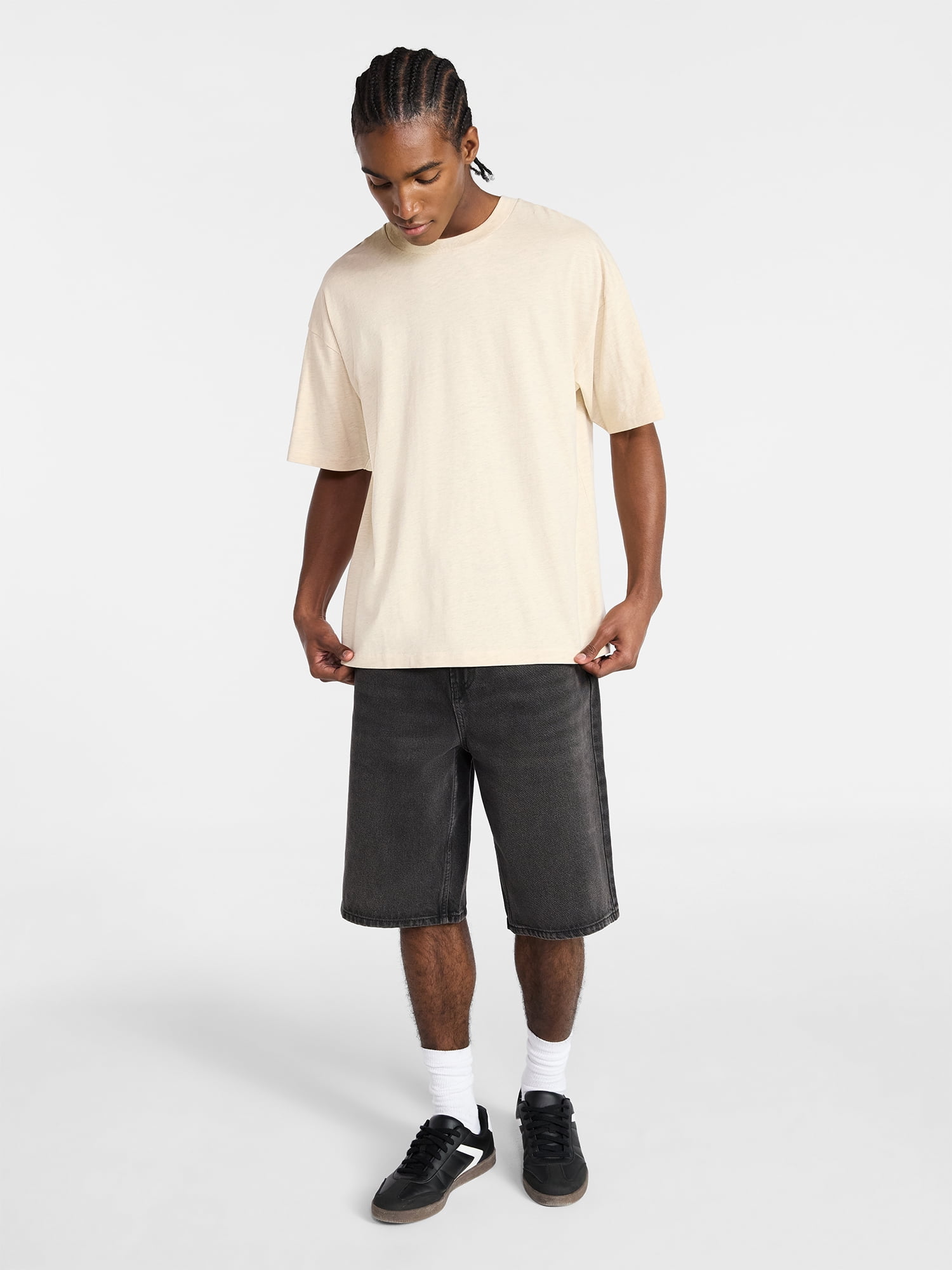 No Boundaries Men's Oversized Boxy Tee with Short Sleeves, XS-4XLT