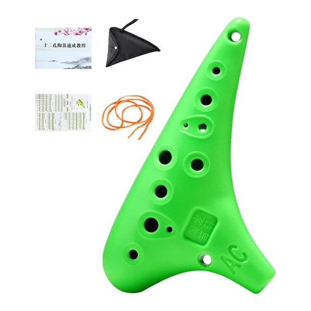 Ocarina de 12 agujeros, instrumento musical compacto para adultos, amantes de la música y principiantes. Verde