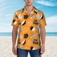 thumbnail image 4 of Lsque Bold Black and White Leaves Orange pattern Hawaiian Shirt for Men, Unisex Summer Beach Casual Short Sleeve Button Down Shirts-XX-Large, 4 of 9